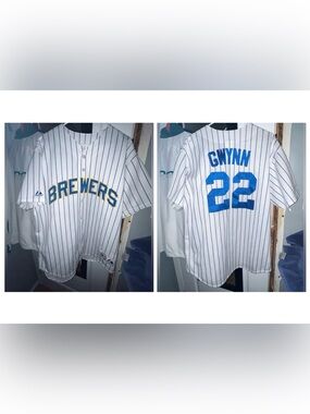 Milwaukee Brewers Retro Tony Gwynn Jr. 22 Majestic MLB Throwback Baseball Jersey